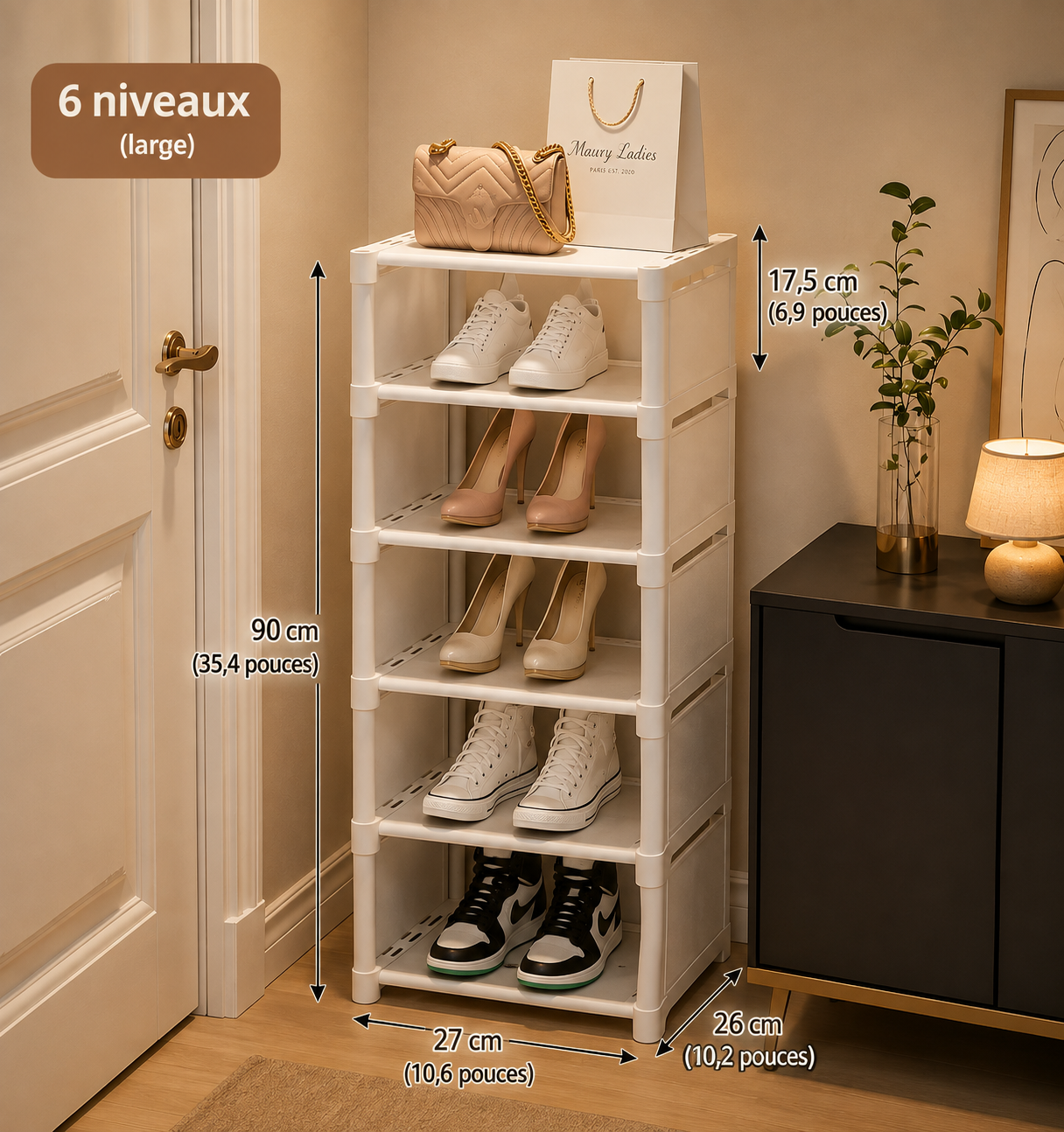 Étagère à Chaussures d'Entrée 6 ou 8 Niveaux