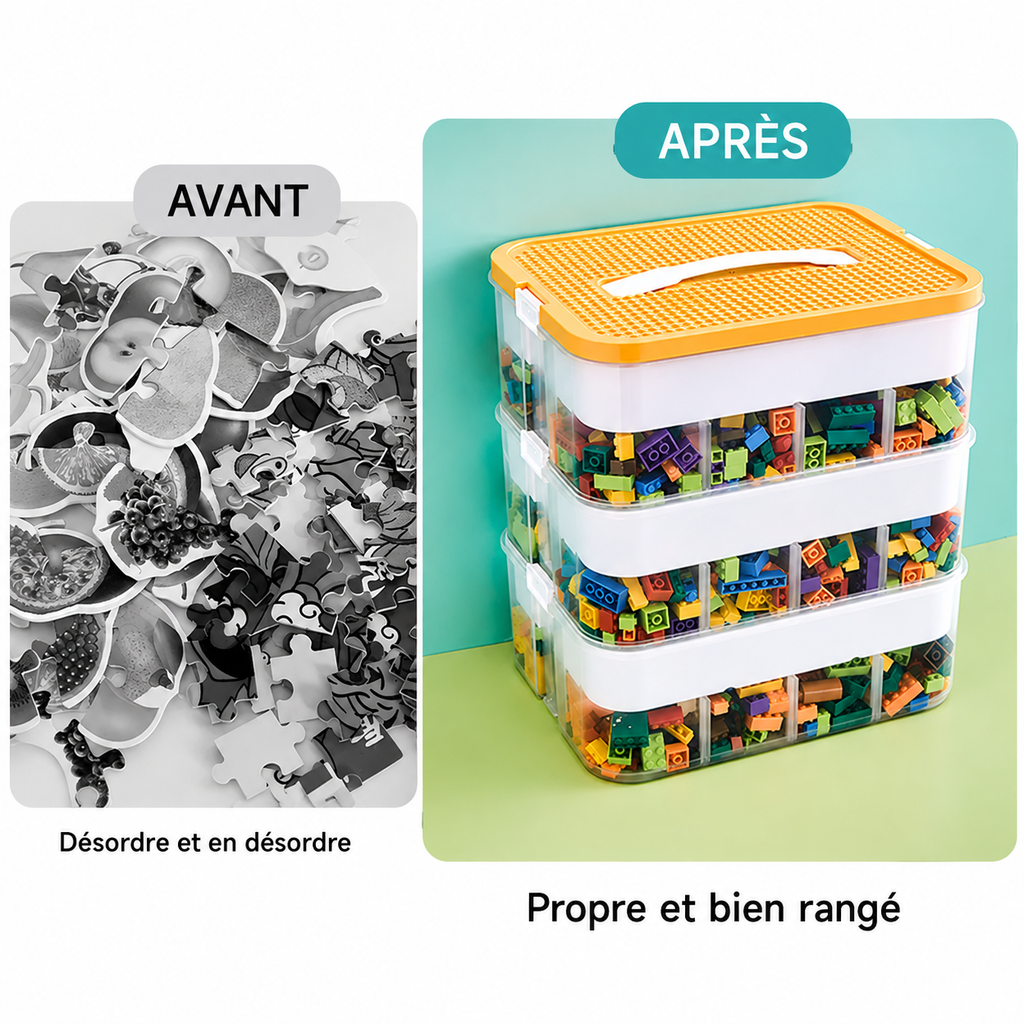 Boîte de Tri Empilable pour Briques et Petits Jouets