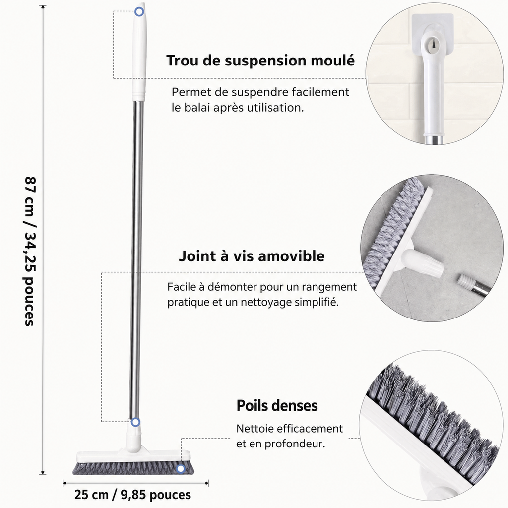Brosse de Sol à Long Manche pour Salle de Bain