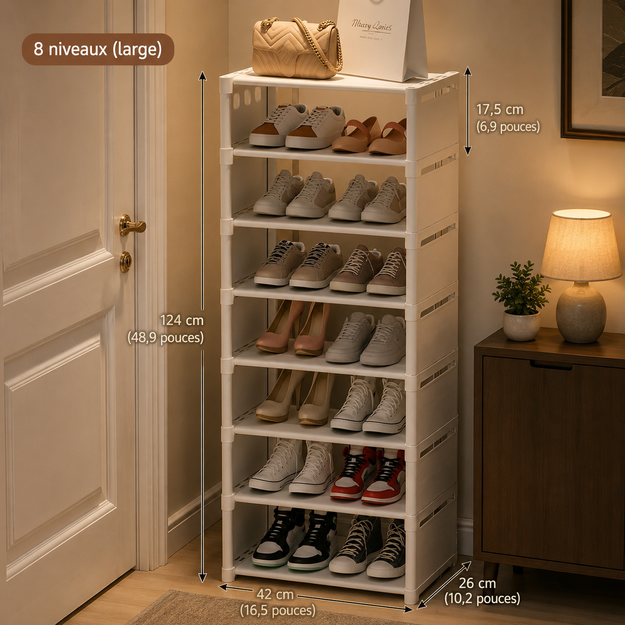 Étagère à Chaussures d'Entrée 6 ou 8 Niveaux