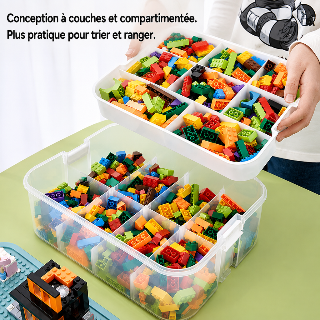 Boîte de Tri Empilable pour Briques et Petits Jouets