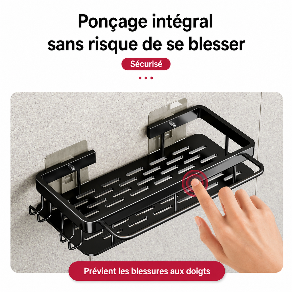 Étagère de Douche en Aluminium Sans Perçage