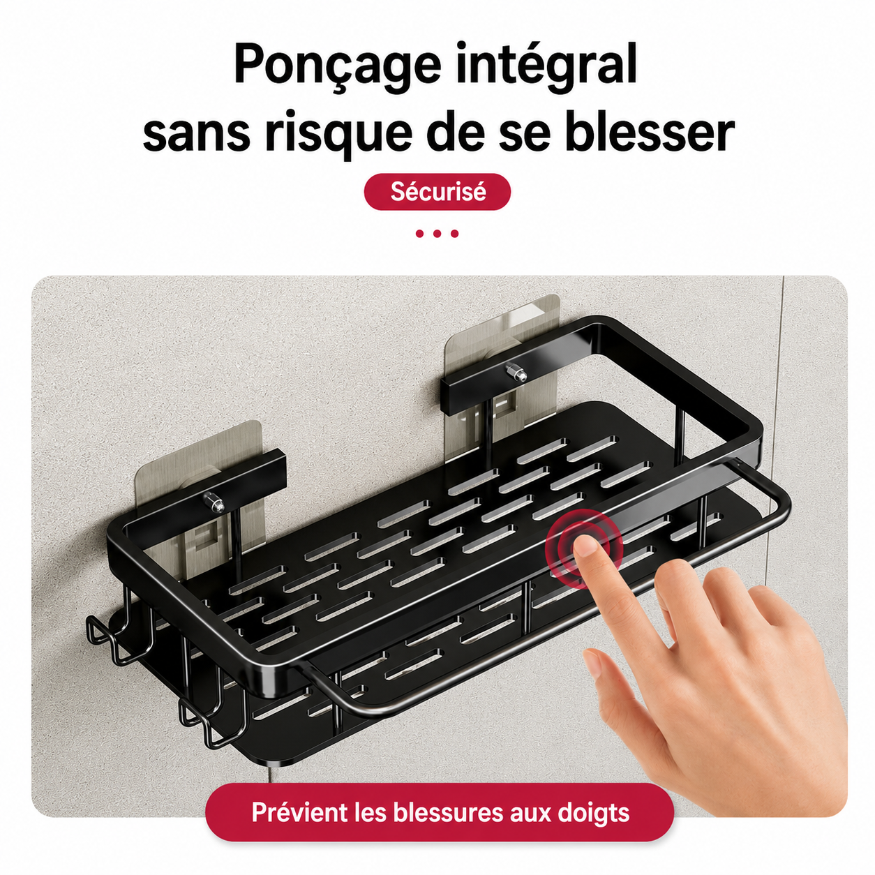 Étagère de Douche en Aluminium Sans Perçage