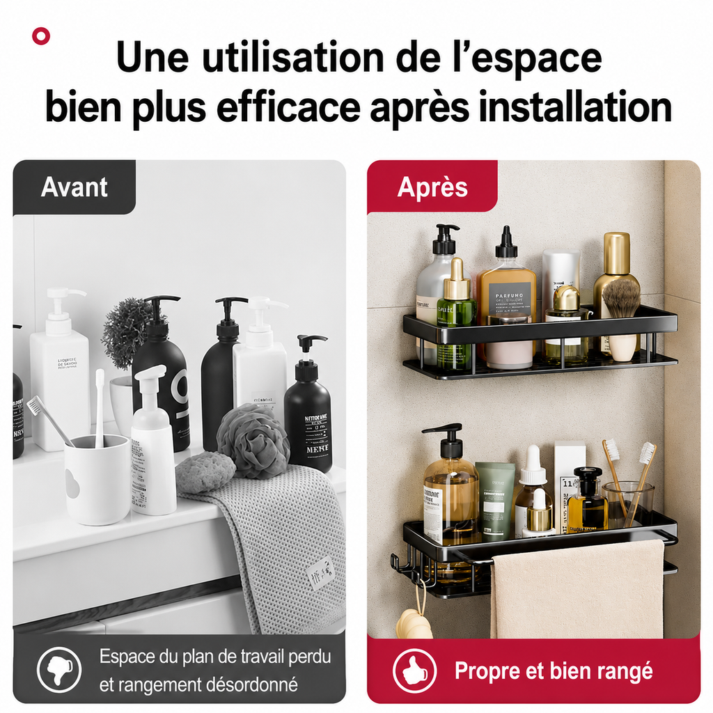 Étagère de Douche en Aluminium Sans Perçage