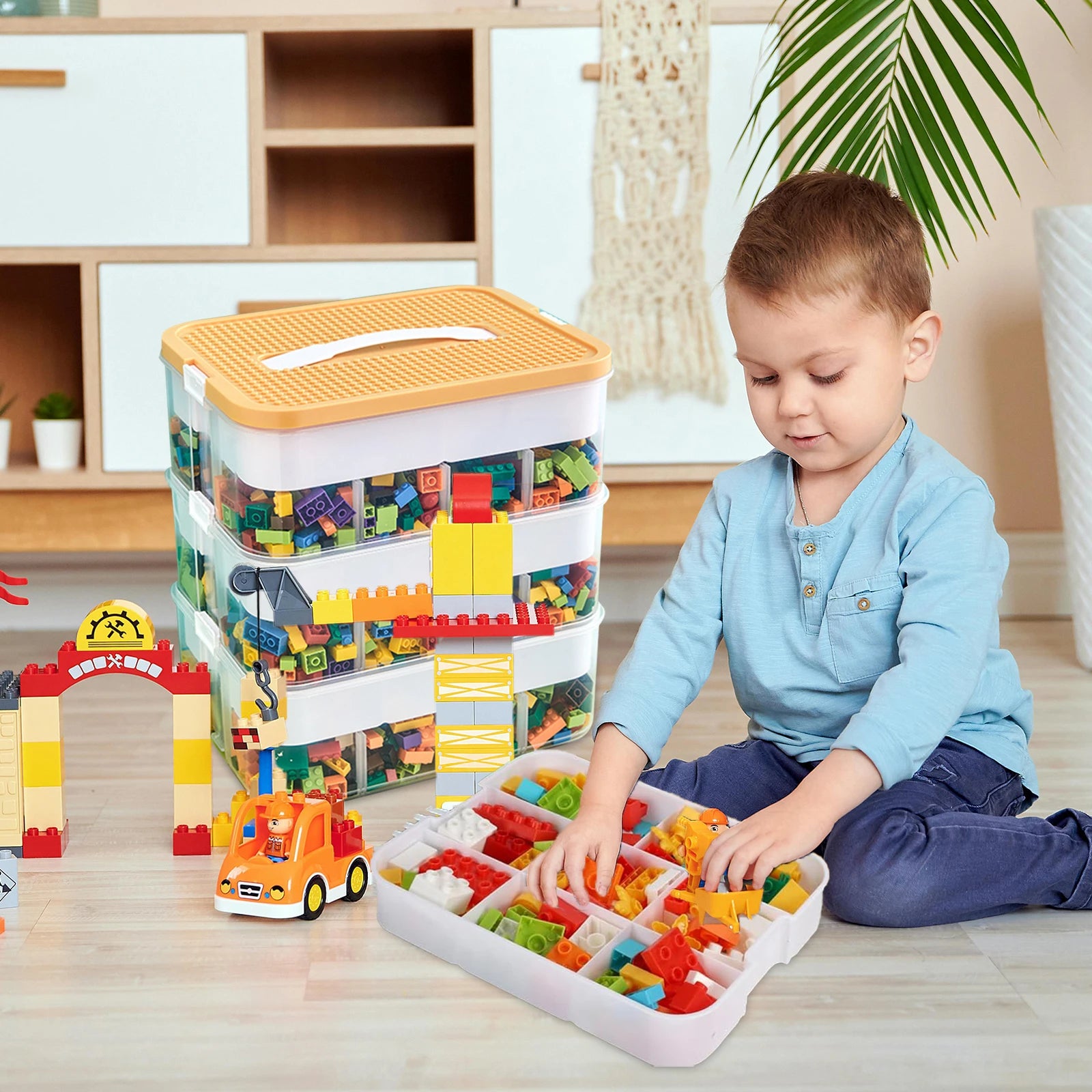 Boîte de Tri Empilable pour Briques et Petits Jouets