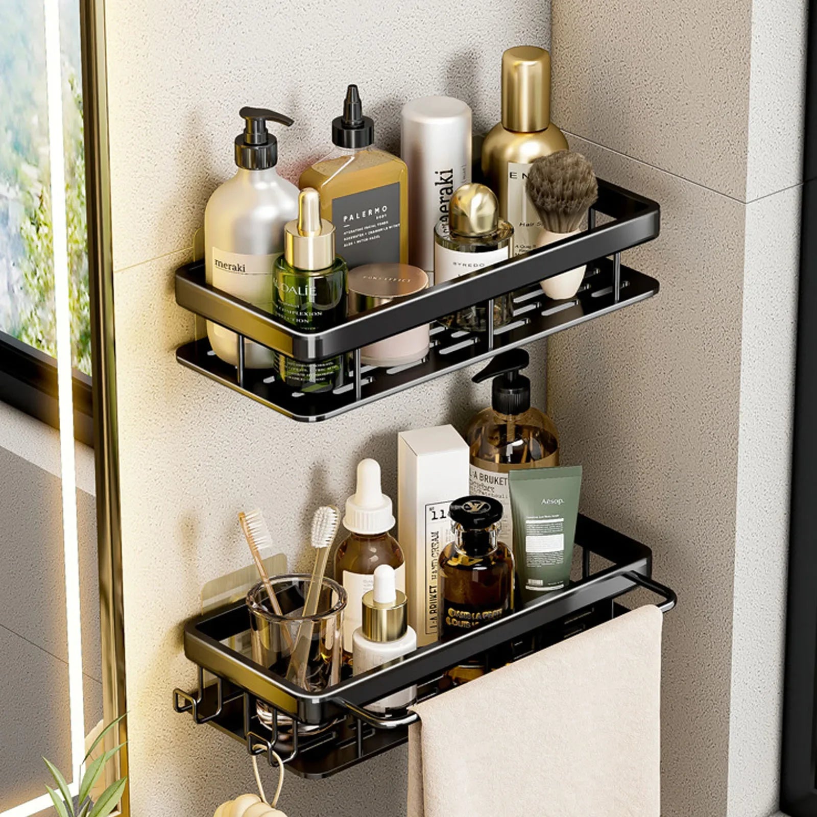 Étagère de Douche en Aluminium Sans Perçage