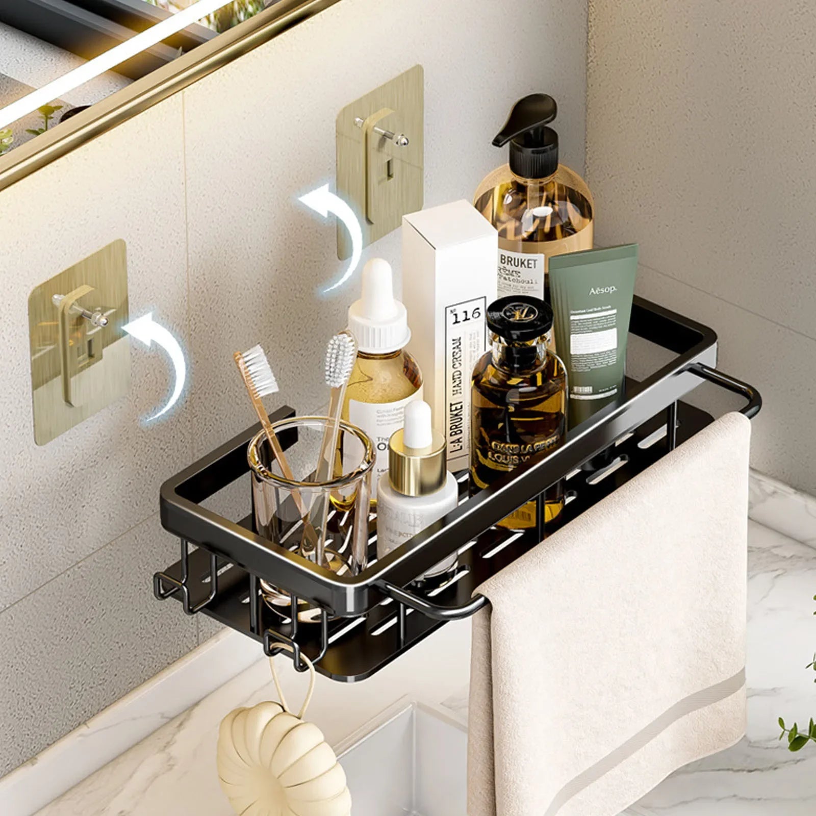 Étagère de Douche en Aluminium Sans Perçage